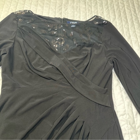 Chaps Sequins Elegant Party Black Long Sleeve Dress - Picture 7 of 17